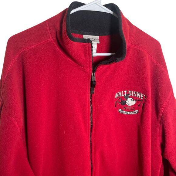Walt Disney World Fleece Sweatshirt Adult XL Red Full Zip Mickey Mouse Classic - Picture 2 of 9